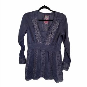 Johnny Was Eyelette Floral Embroidered Blouse Top